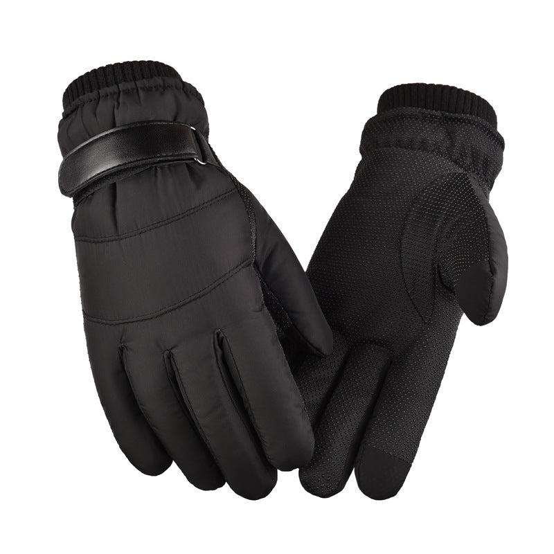 Down Cotton Warm Gloves Men Autumn Winter Fleece Padded Motorcycle Outdoor Cycling Ski Trolley Coldproof Gloves