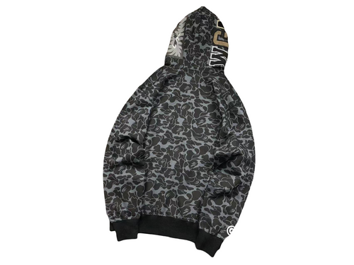 BAPE x Dover Street Market Camo Shark Full Zip Hoodie Black