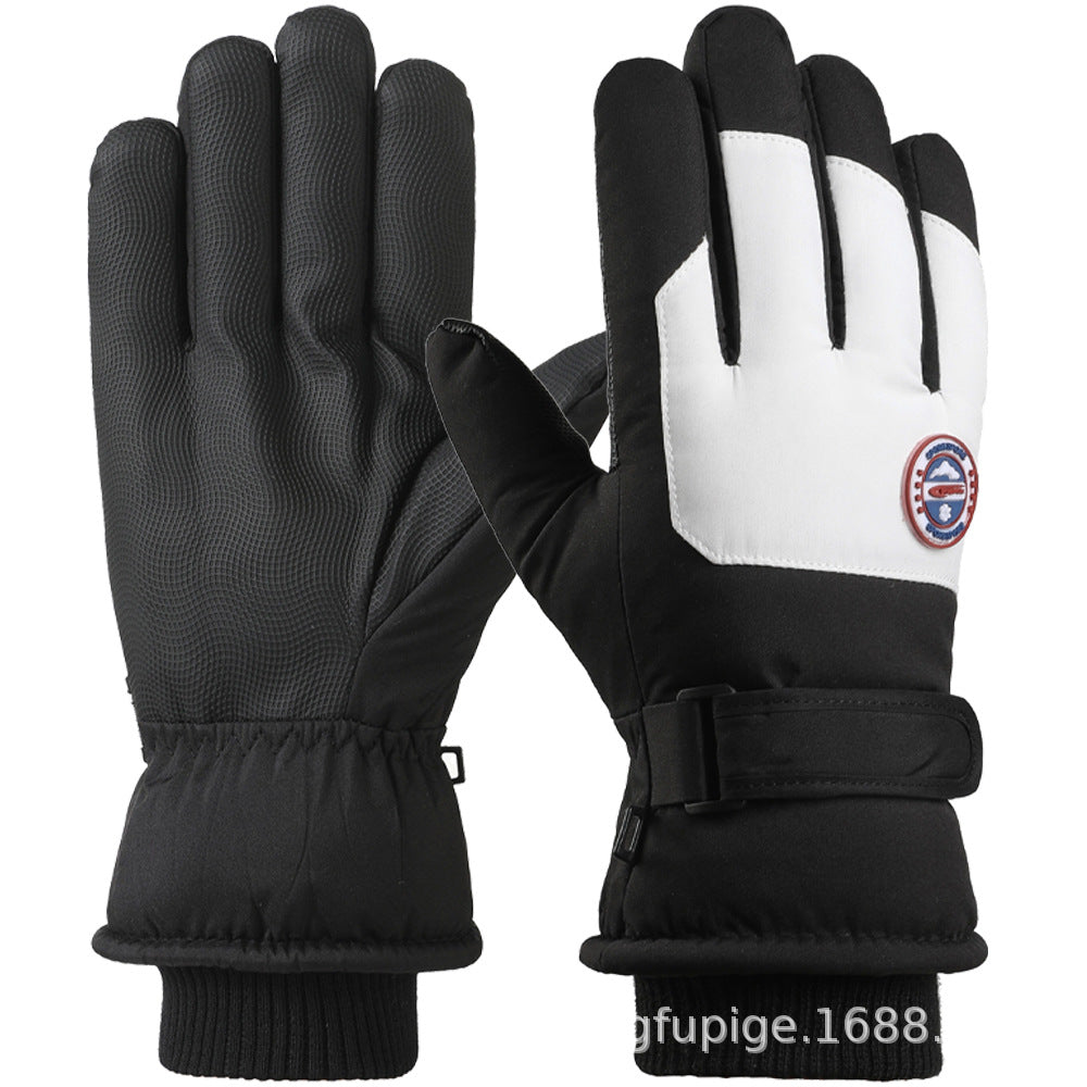 Ski gloves women's winter velvet outdoor cycling and mountaineering thickened waterproof, windproof and cold-proof warm gloves
